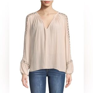 Ramy Brook Sera‎ V-Neck Long-Sleeve Blouse with Grommet Trim Size XS/TP